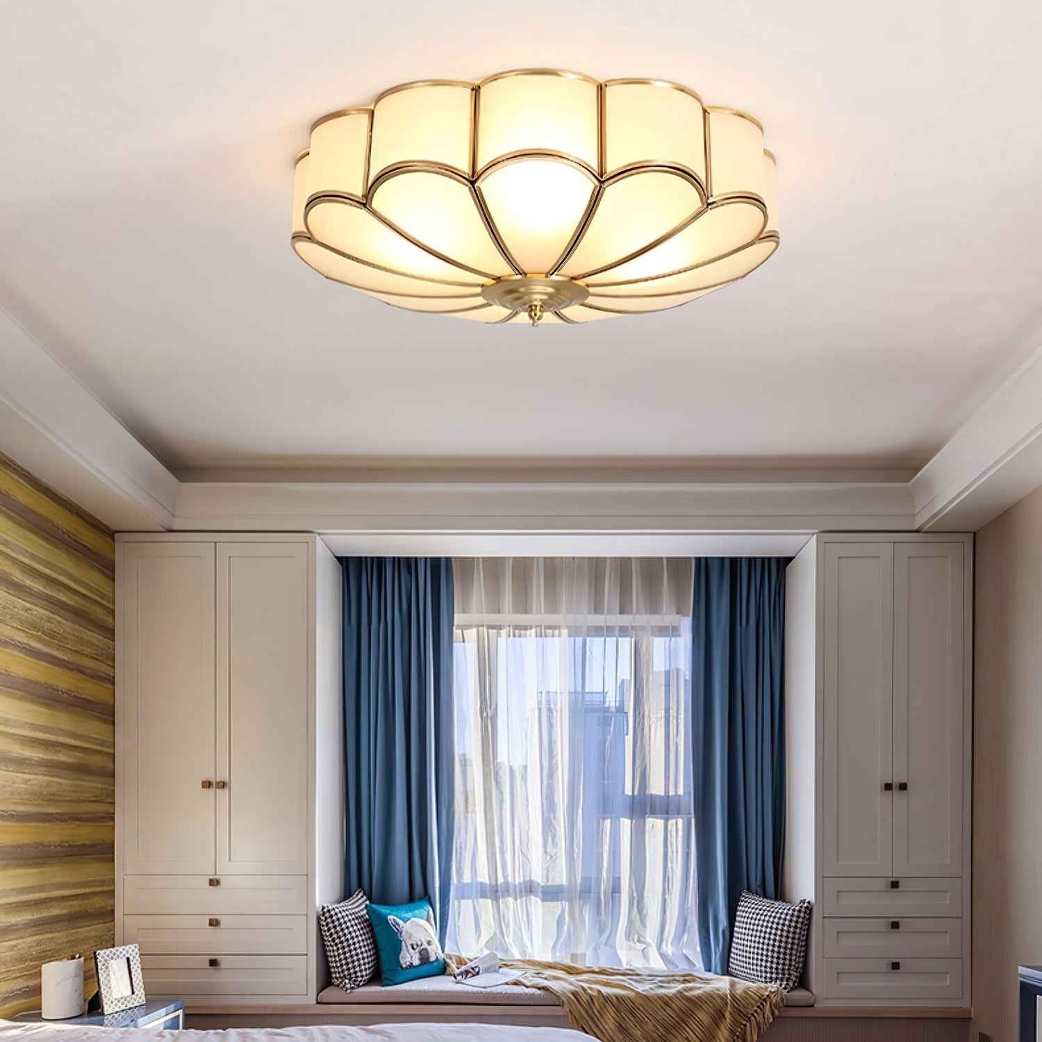 Delacourt Flower Shape Glass Flush Mount Ceiling Light