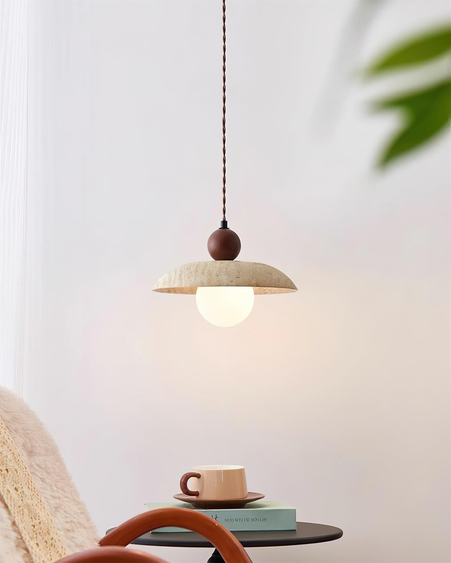 Jojo Pendant Lamp Dome Travertine - Neutral Decor