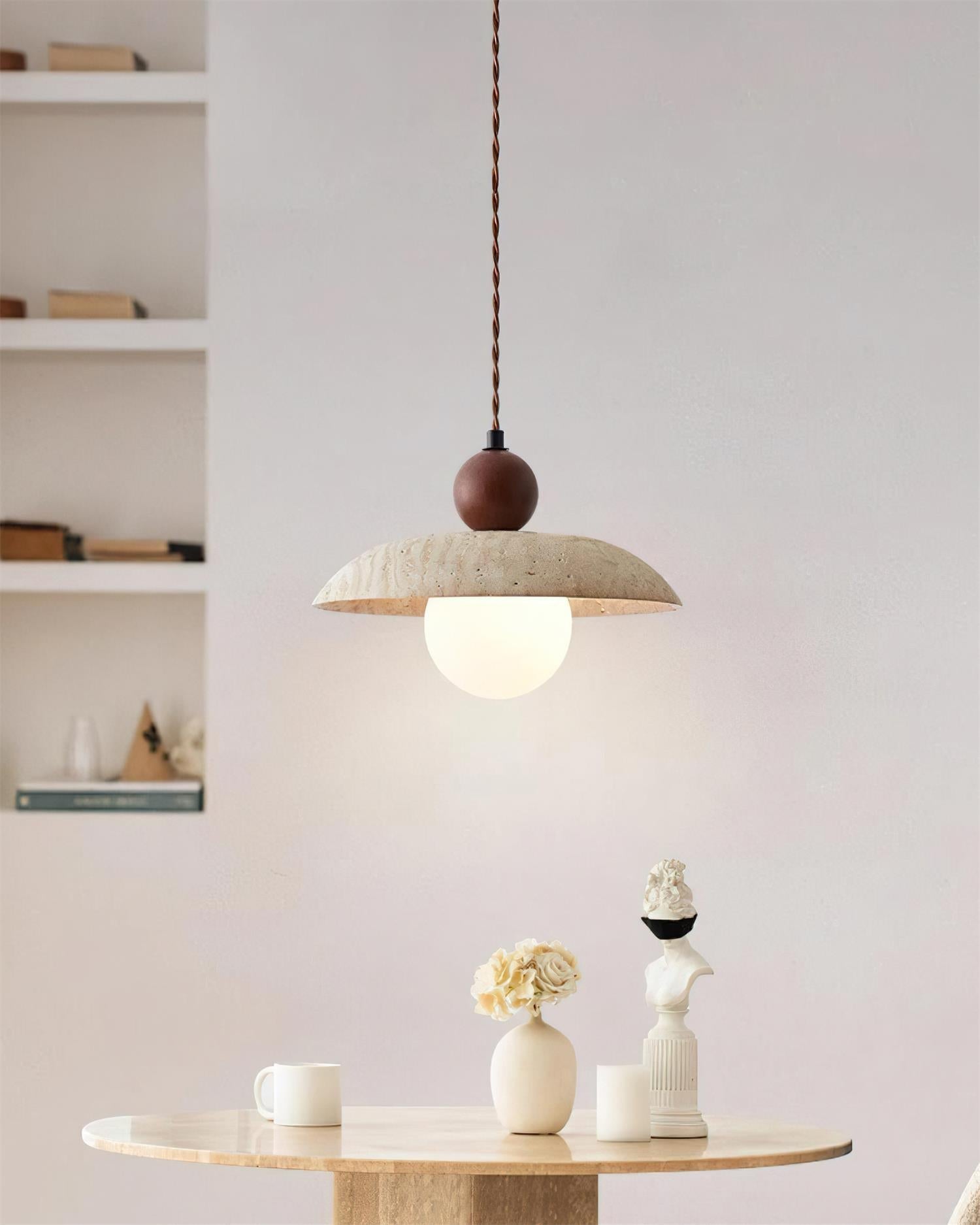 Jojo Pendant Lamp Dome Travertine - Neutral Decor