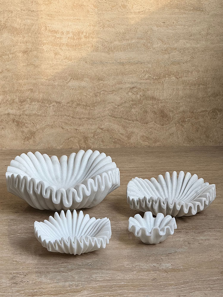 Flute Fold Stone Vessel Storage Tray