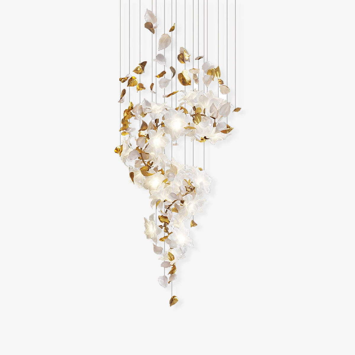 Araeos Flying Flowers Fluttering Brass Chandelier
