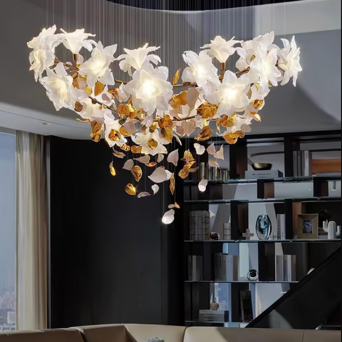 Araeos Flying Flowers Fluttering Brass Chandelier