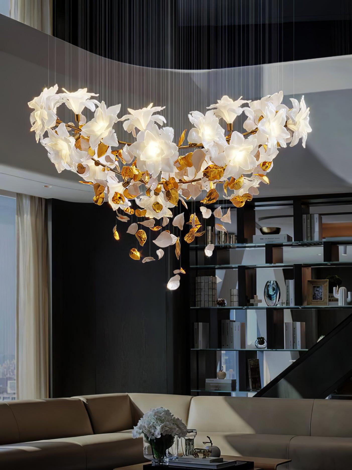 Araeos Flying Flowers Fluttering Brass Chandelier