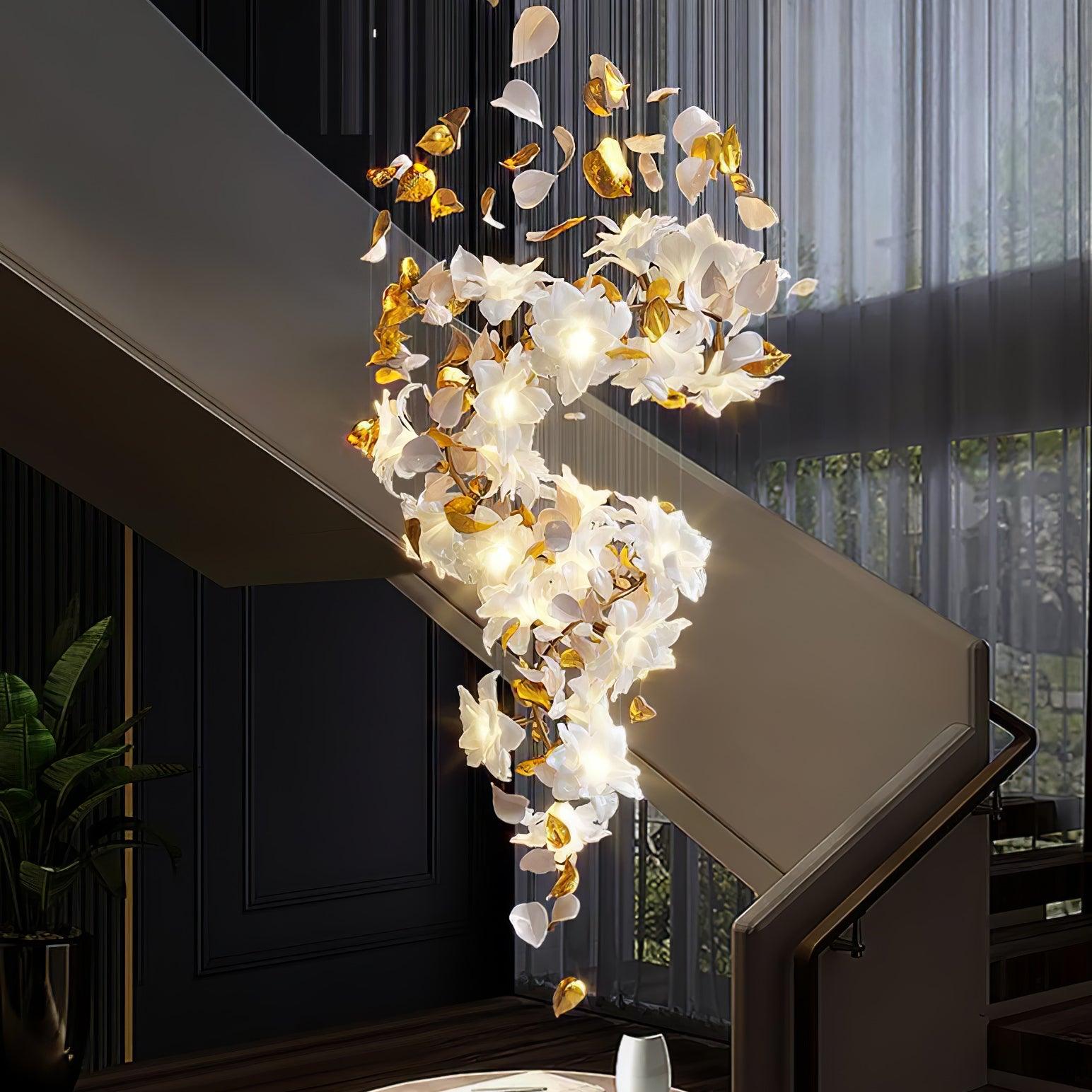 Araeos Flying Flowers Fluttering Brass Chandelier