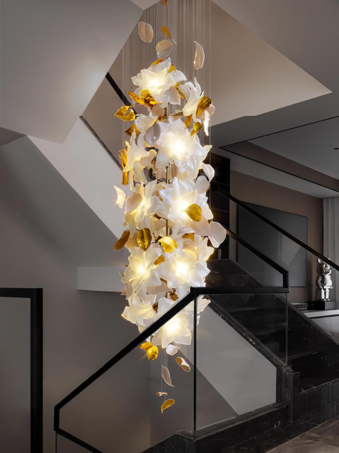 Araeos Flying Flowers Fluttering Brass Chandelier