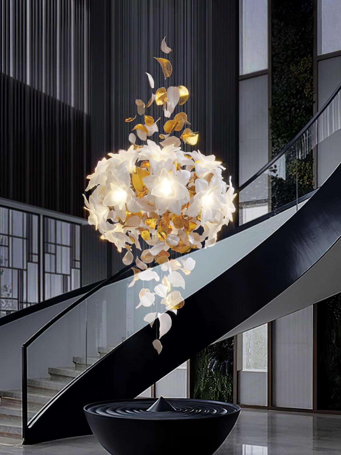 Araeos Flying Flowers Fluttering Brass Chandelier