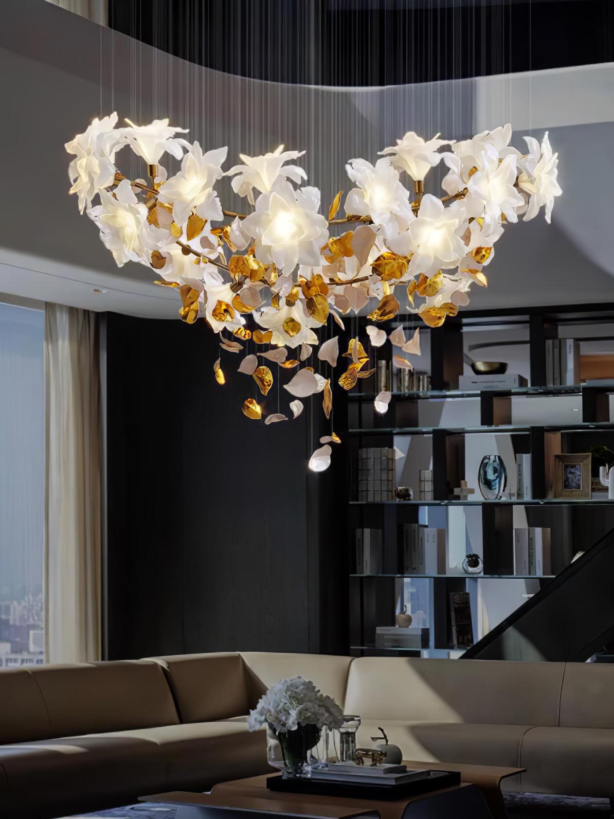 Araeos Flying Flowers Fluttering Brass Chandelier