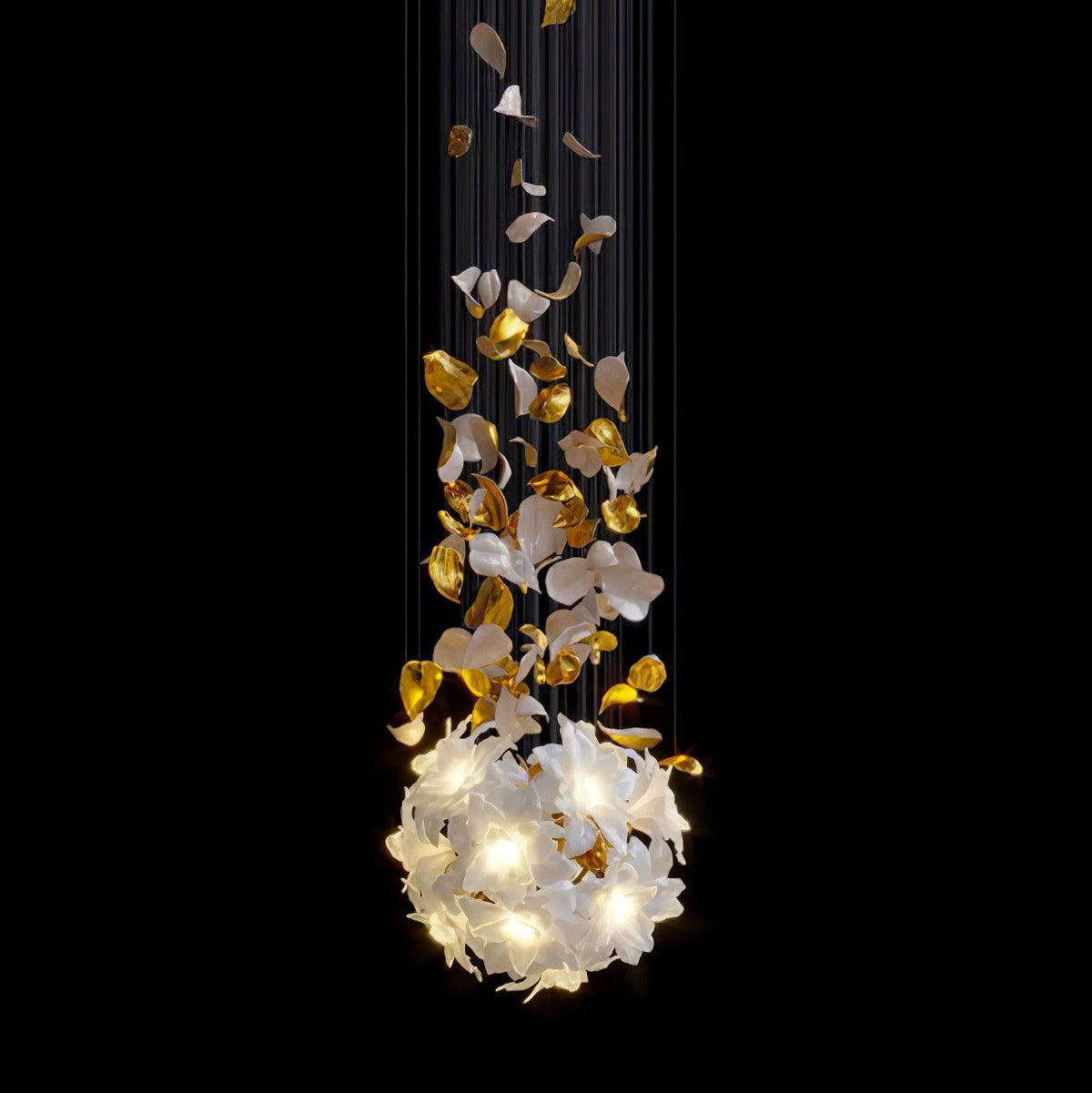 Araeos Flying Flowers Fluttering Brass Chandelier