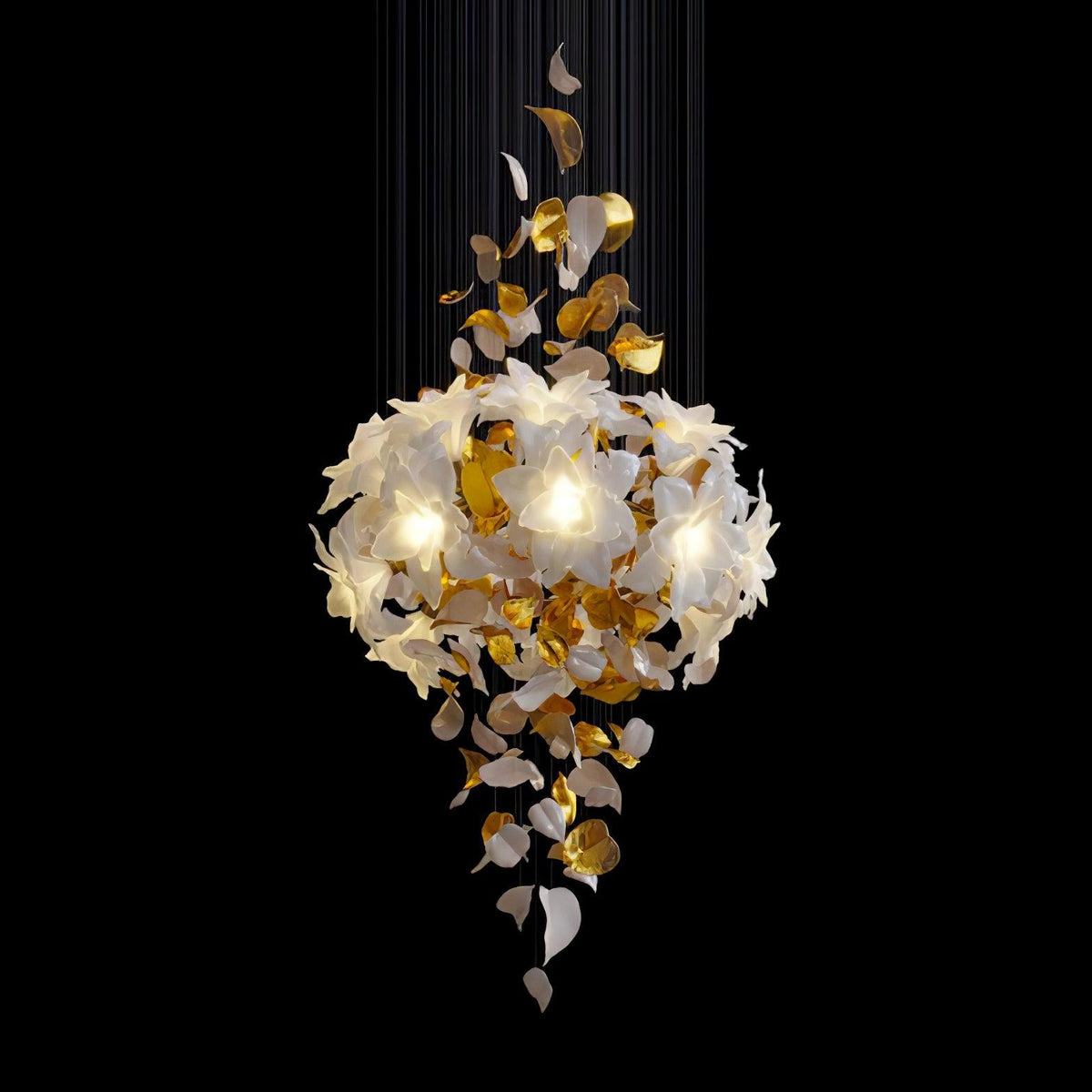 Araeos Flying Flowers Fluttering Brass Chandelier