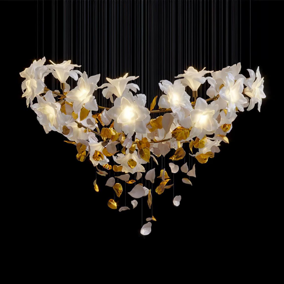 Araeos Flying Flowers Fluttering Brass Chandelier