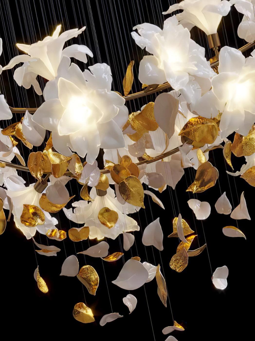 Araeos Flying Flowers Fluttering Brass Chandelier