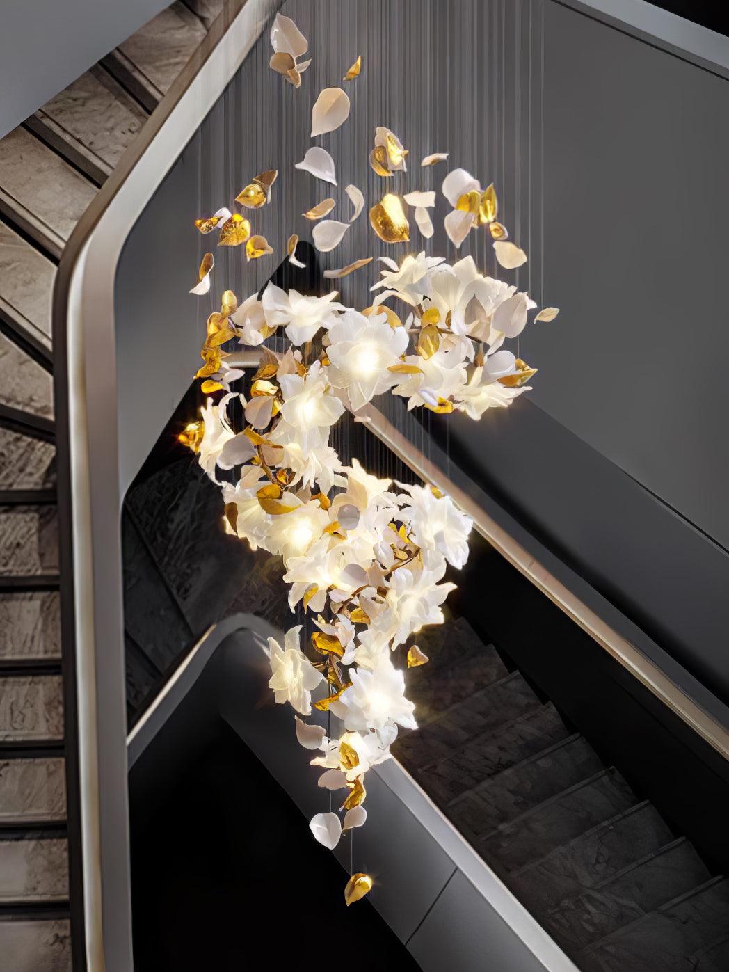 Araeos Flying Flowers Fluttering Brass Chandelier