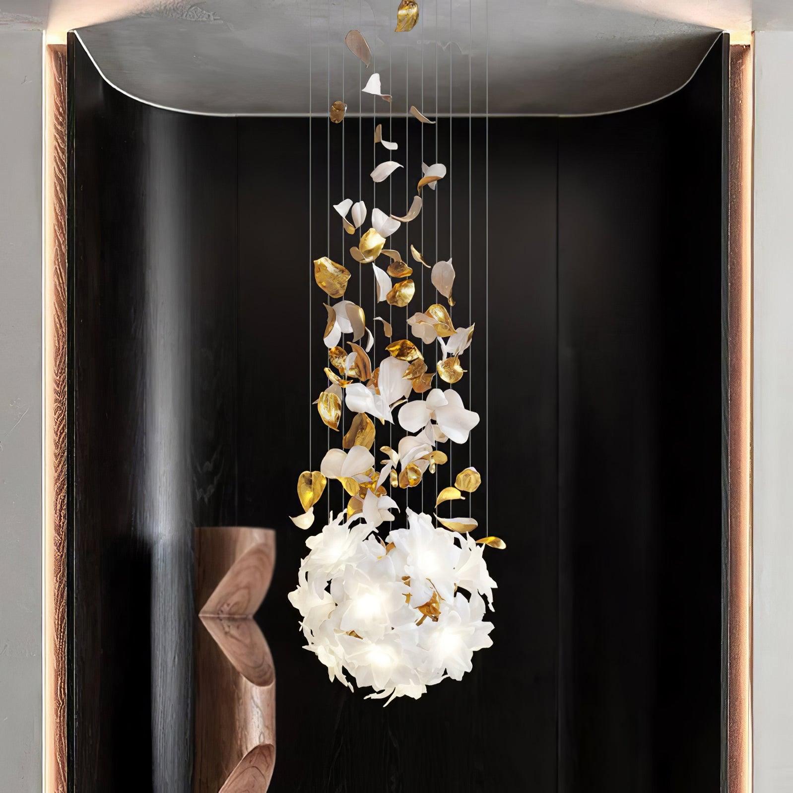 Araeos Flying Flowers Fluttering Brass Chandelier
