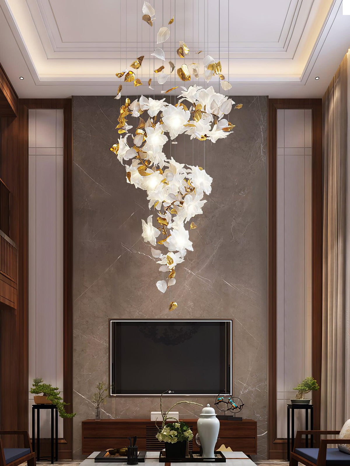 Araeos Flying Flowers Fluttering Brass Chandelier