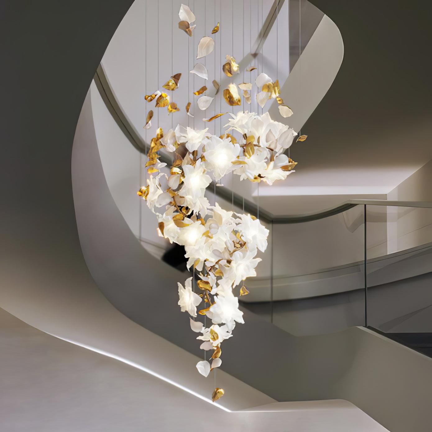 Araeos Flying Flowers Fluttering Brass Chandelier