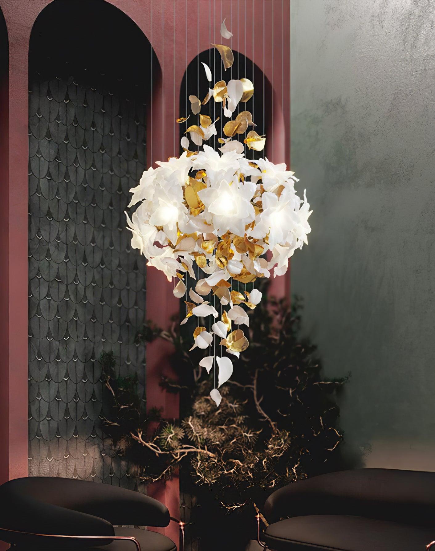 Araeos Flying Flowers Fluttering Brass Chandelier