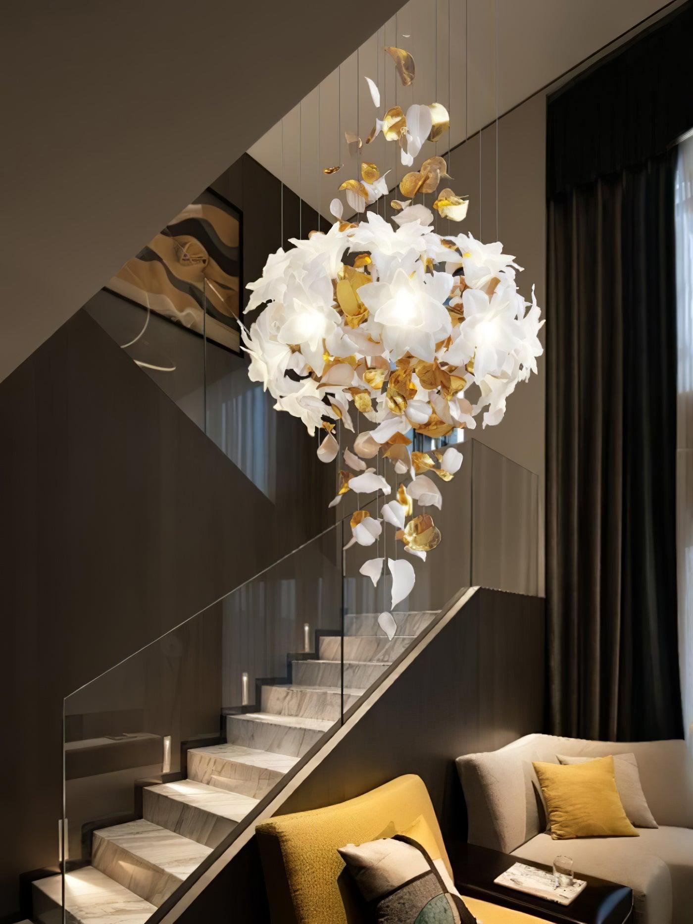 Araeos Flying Flowers Fluttering Brass Chandelier