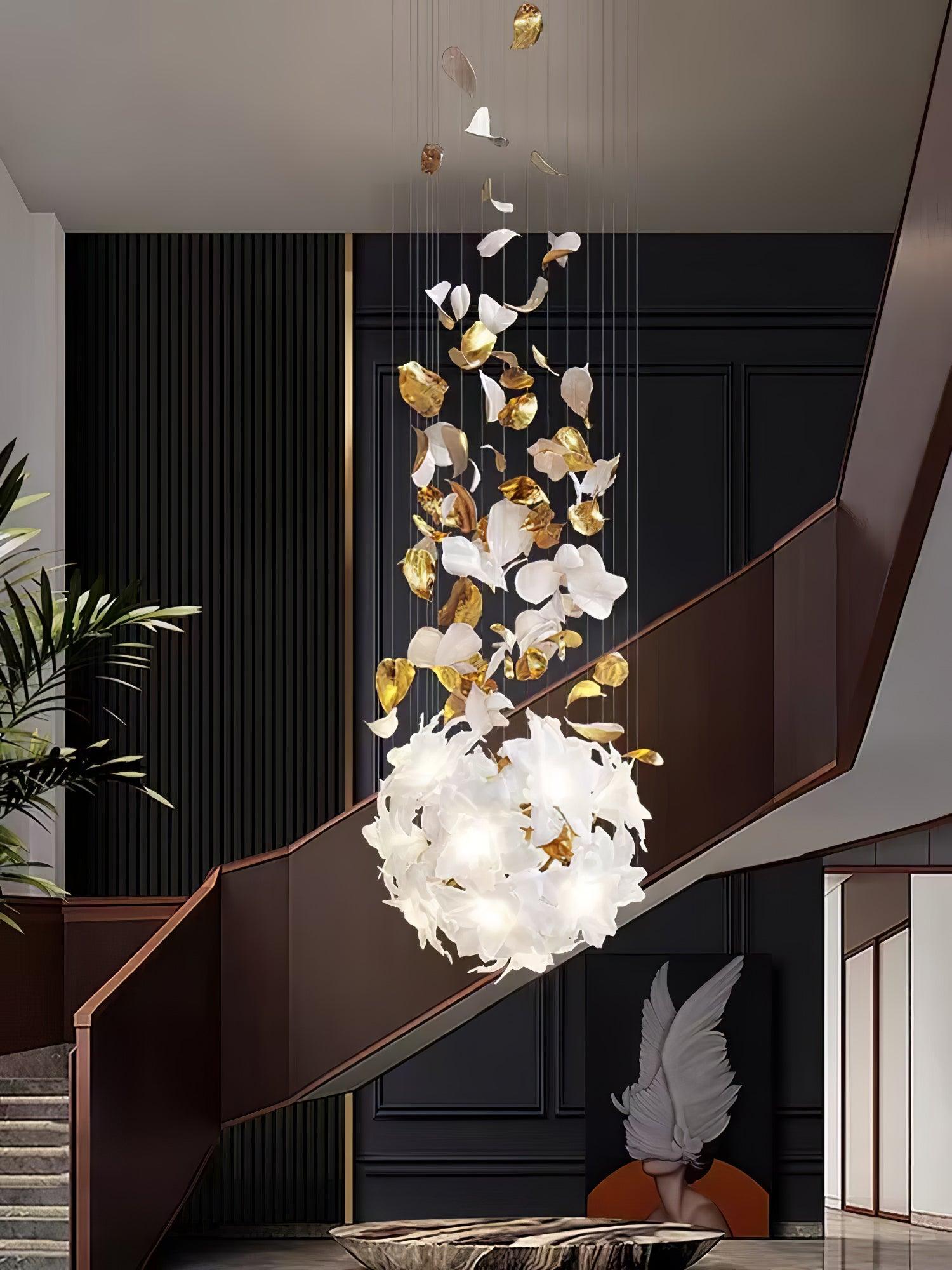 Araeos Flying Flowers Fluttering Brass Chandelier