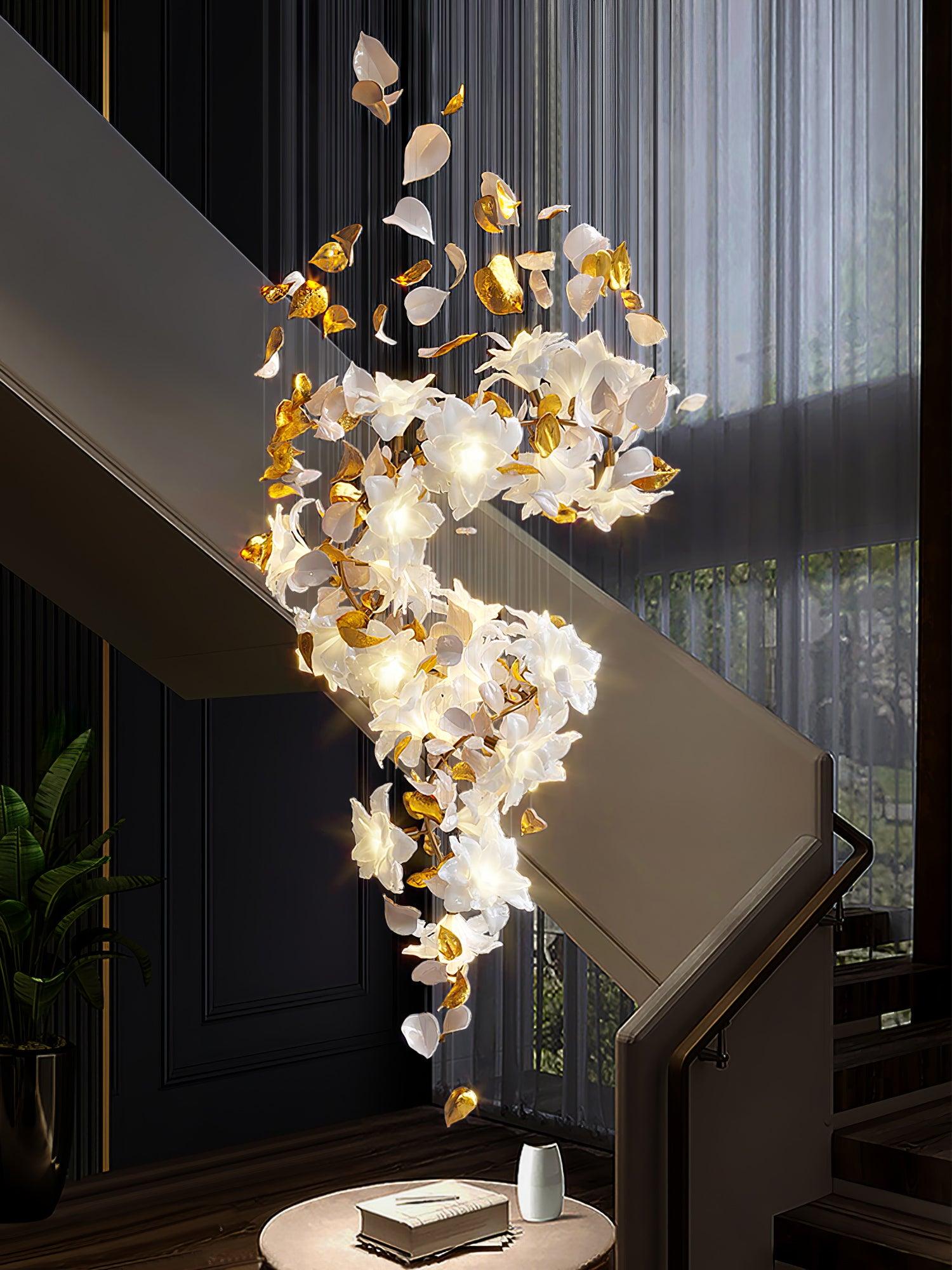 Araeos Flying Flowers Fluttering Brass Chandelier
