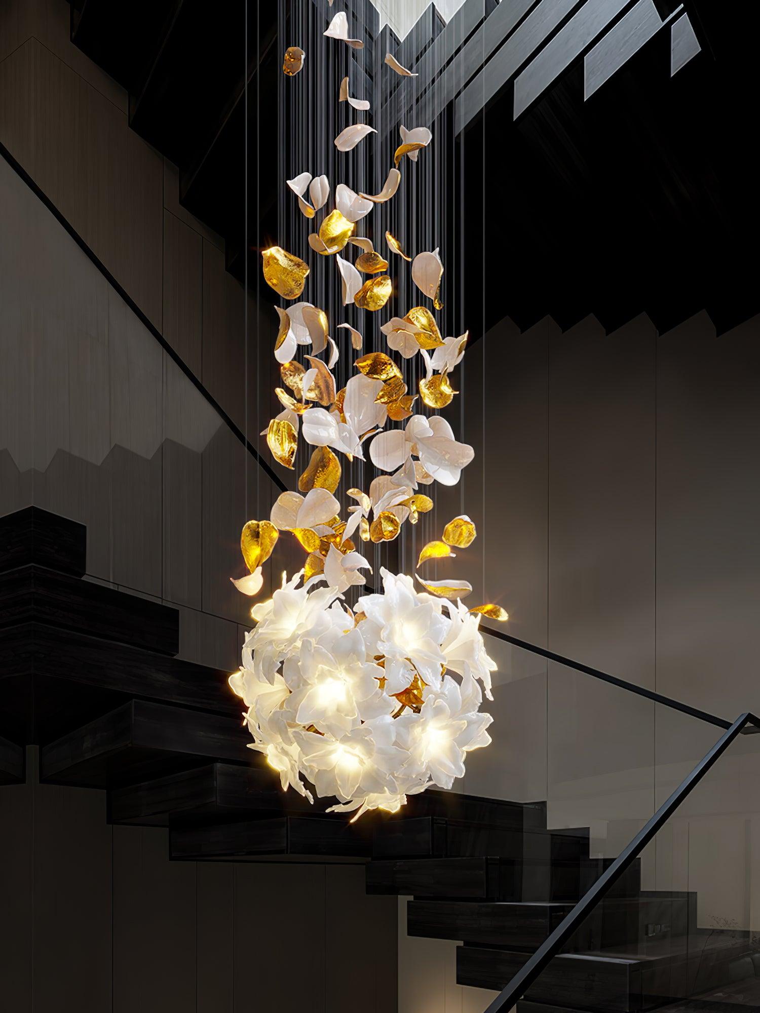 Araeos Flying Flowers Fluttering Brass Chandelier