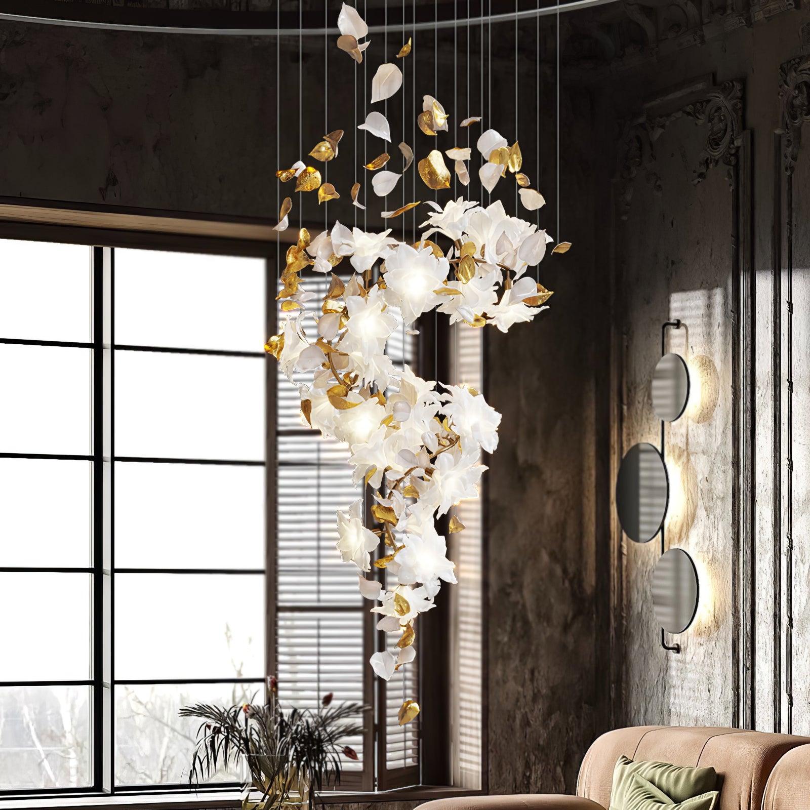 Araeos Flying Flowers Fluttering Brass Chandelier - Neutral Decor