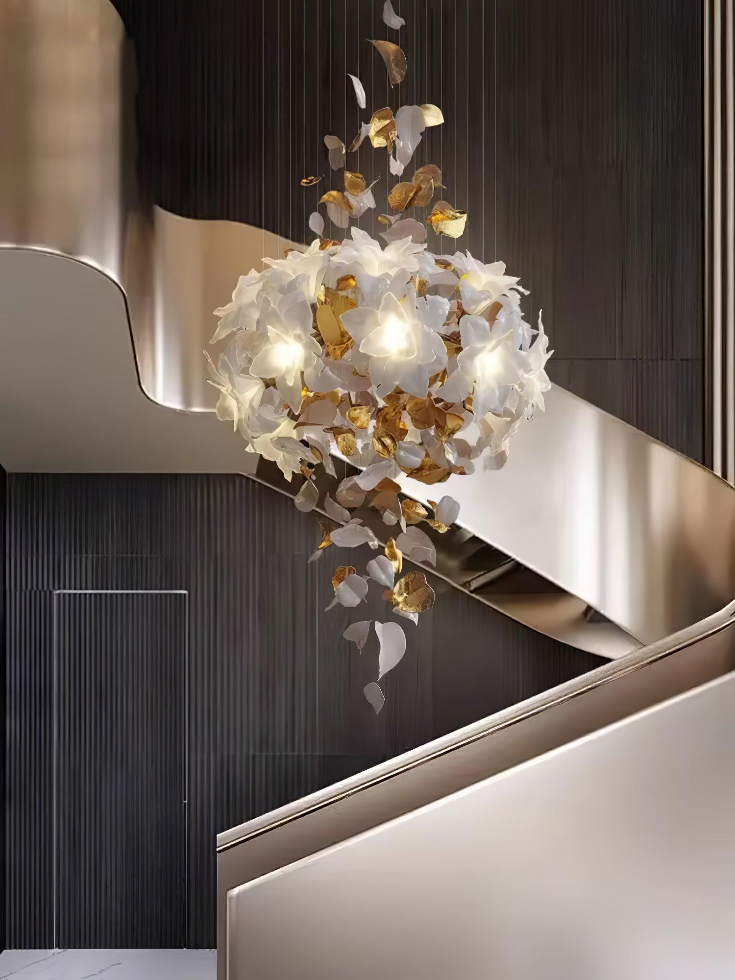 Araeos Flying Flowers Fluttering Brass Chandelier