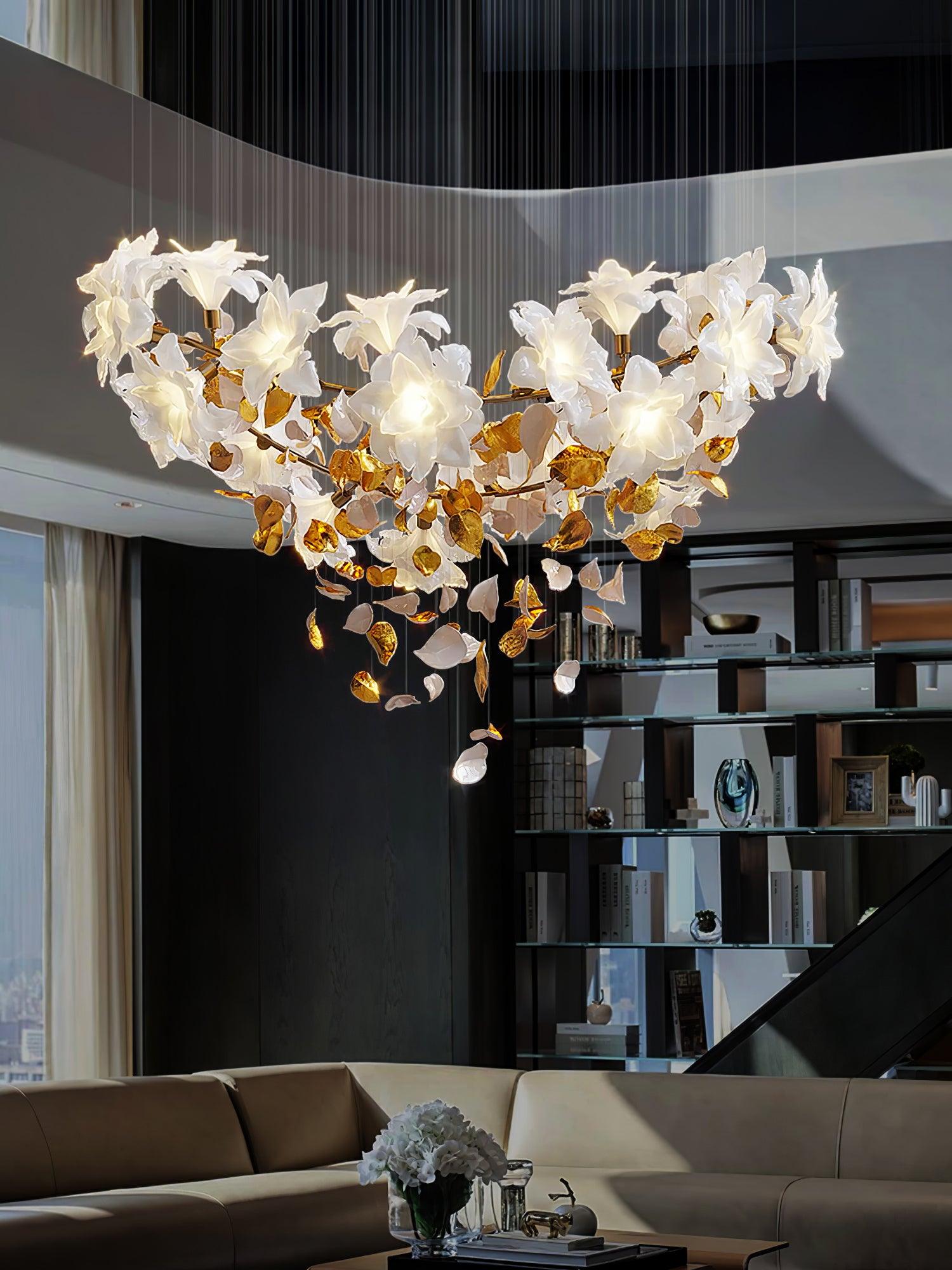 Araeos Flying Flowers Fluttering Brass Chandelier