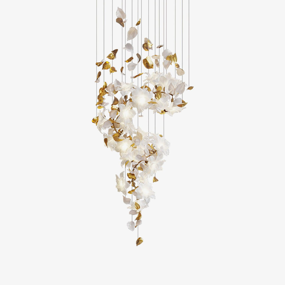 Araeos Flying Flowers Fluttering Brass Chandelier