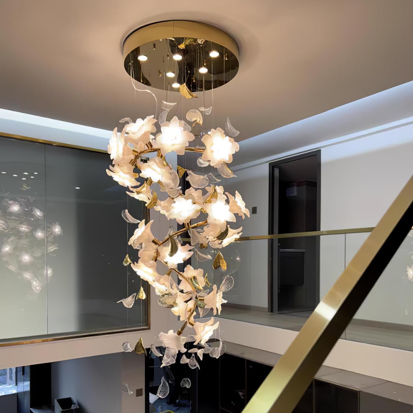 Araeos Flying Flowers Fluttering Brass Chandelier