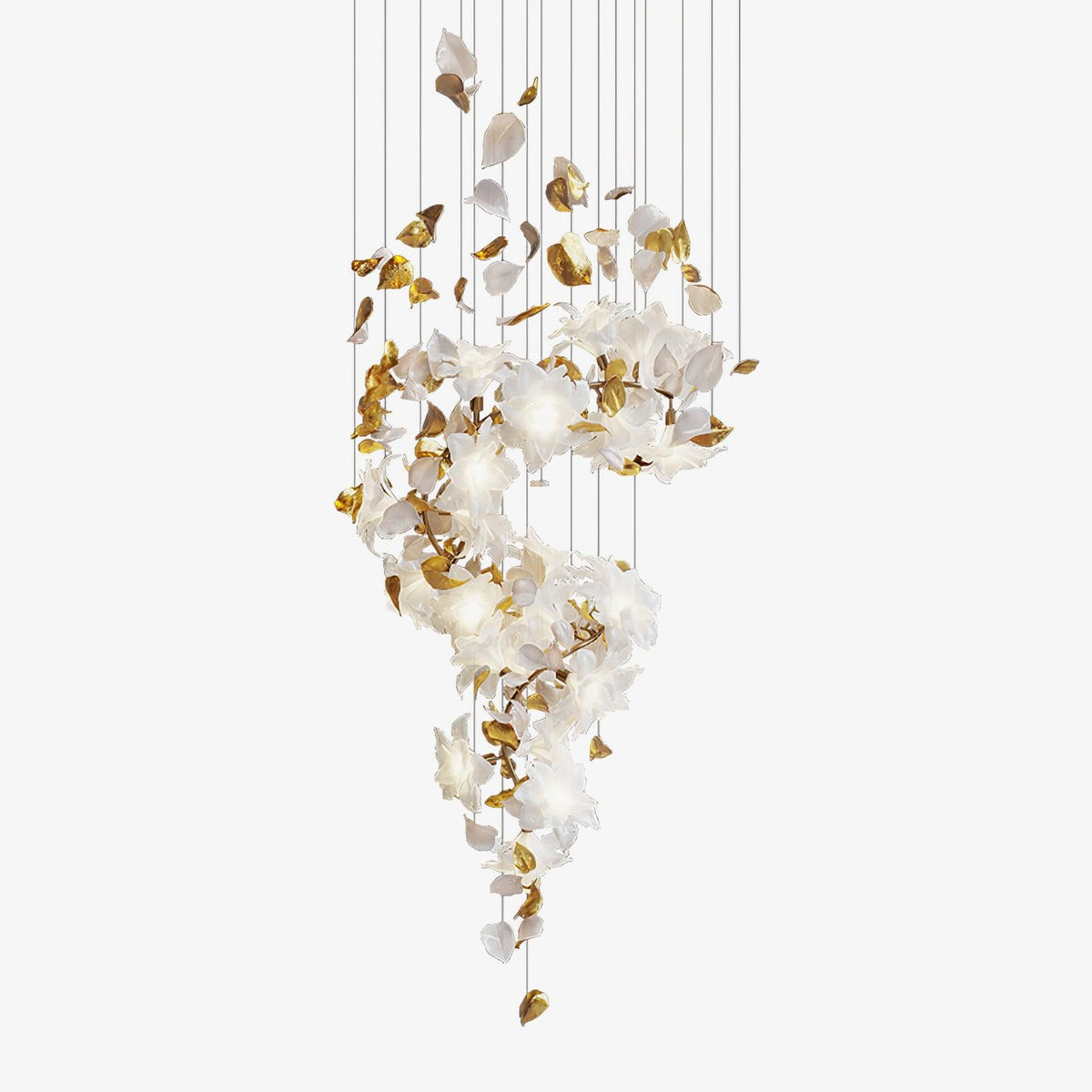 Araeos Flying Flowers Fluttering Brass Chandelier