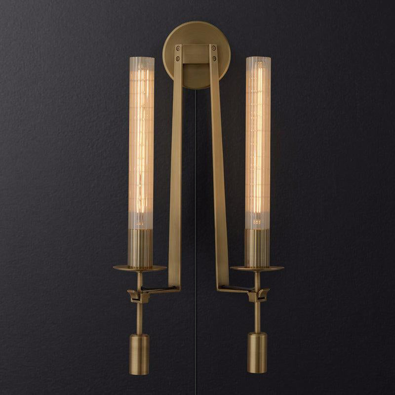 Ceshaisra French Classicism Plug-in Brass Glass Wall Lamp