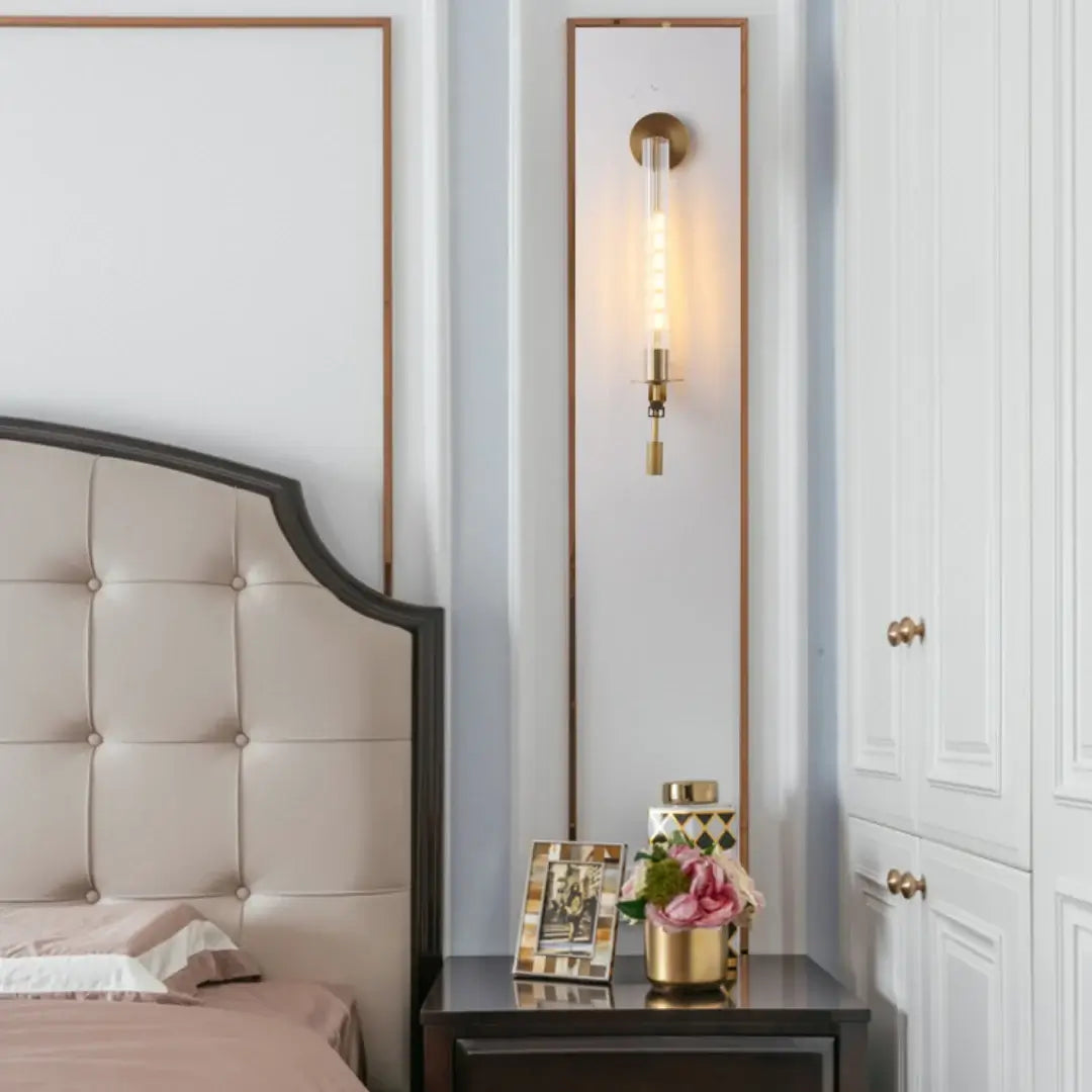 Ceshaisra French Classicism Plug-in Brass Glass Wall Lamp