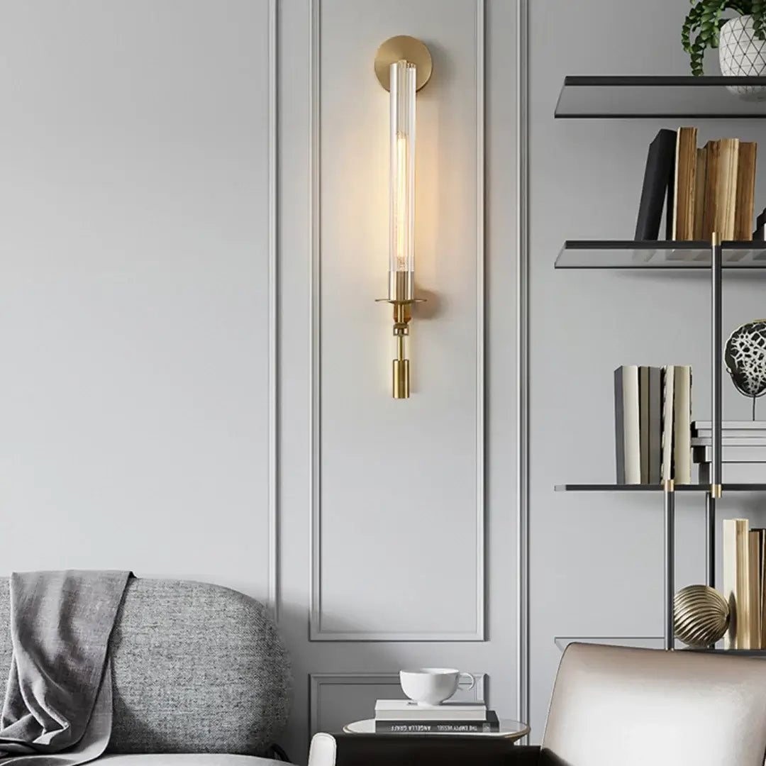 Ceshaisra French Classicism Plug-in Brass Glass Wall Lamp