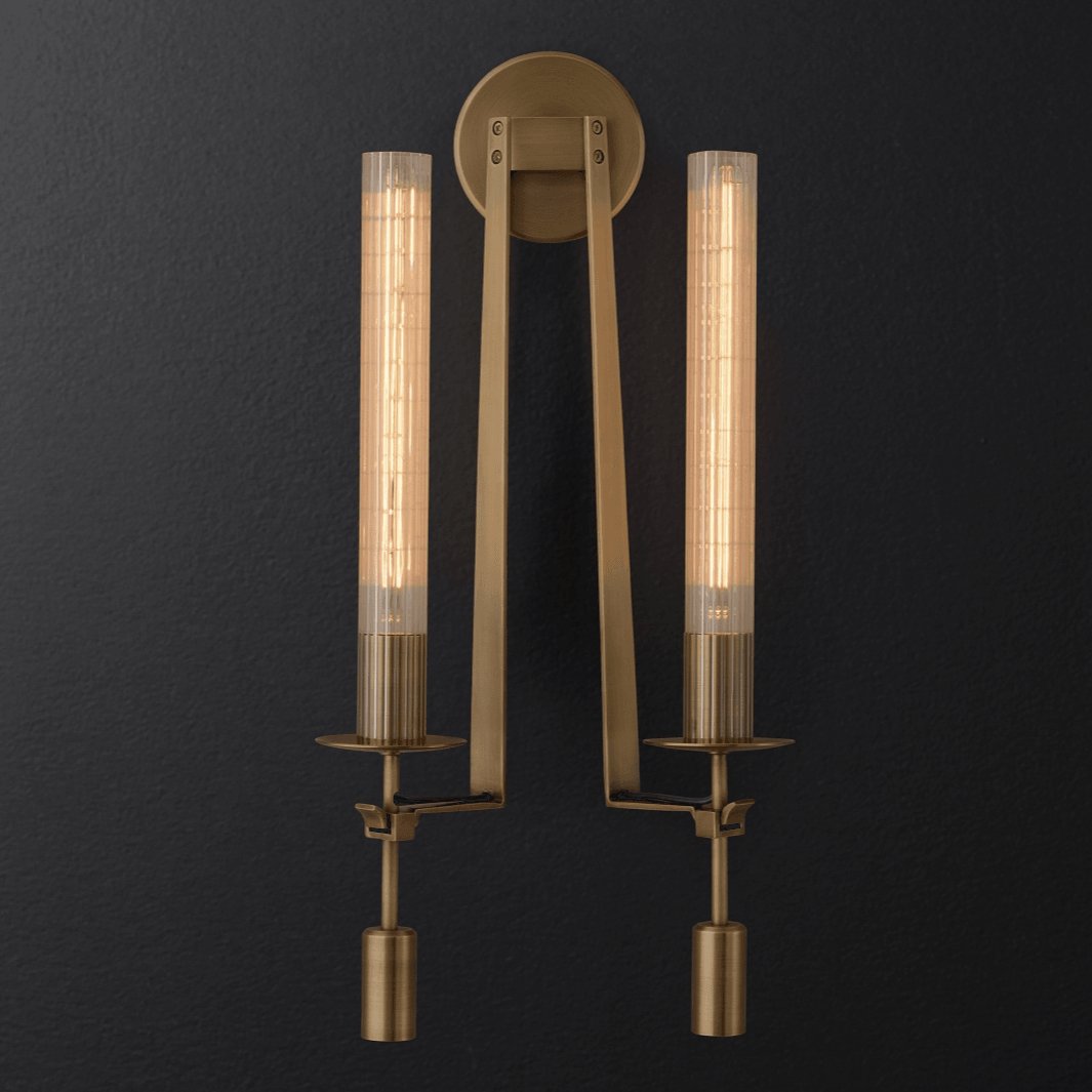 Ceshaisra French Classicism Plug-in Brass Glass Wall Lamp