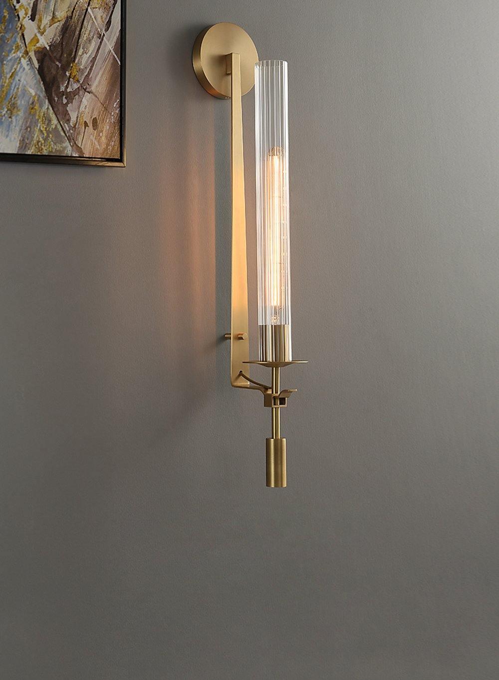 Ceshaisra French Classicism Plug-in Brass Glass Wall Lamp
