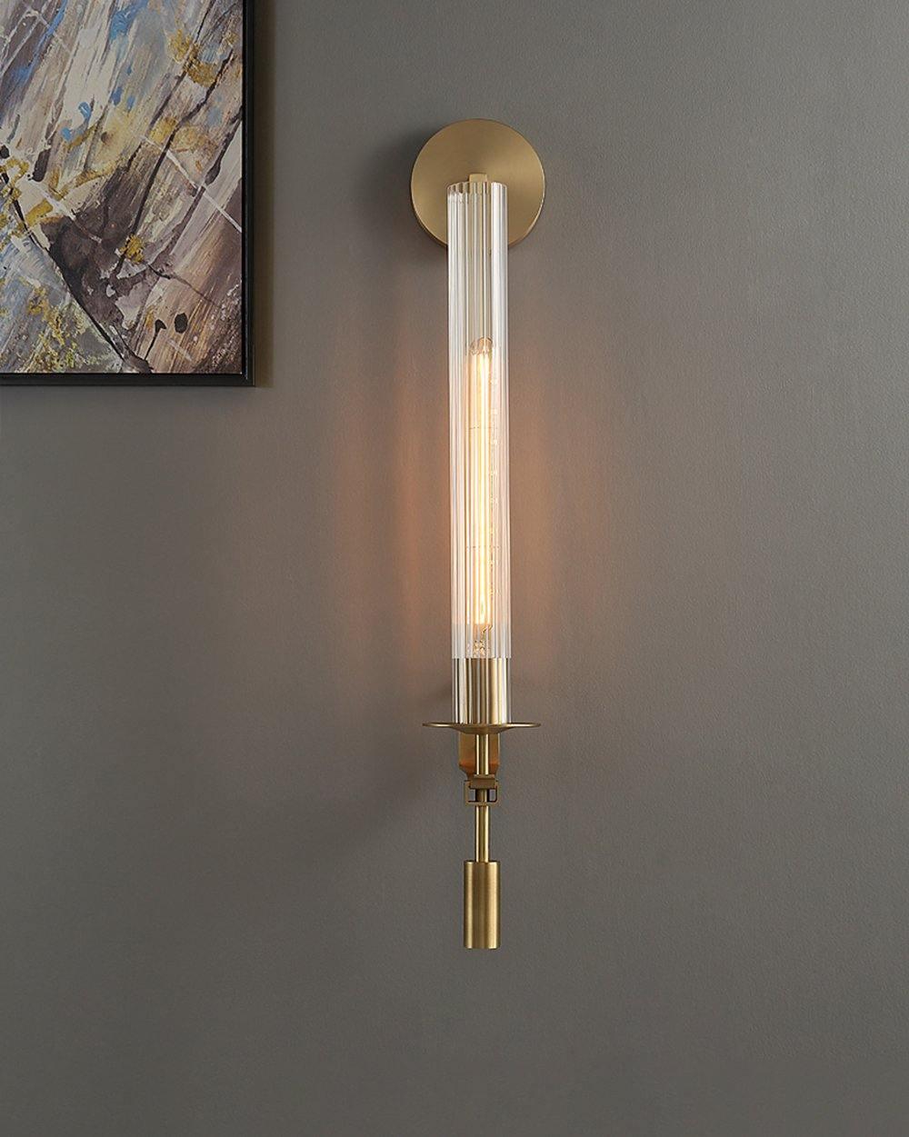 Ceshaisra French Classicism Plug-in Brass Glass Wall Lamp