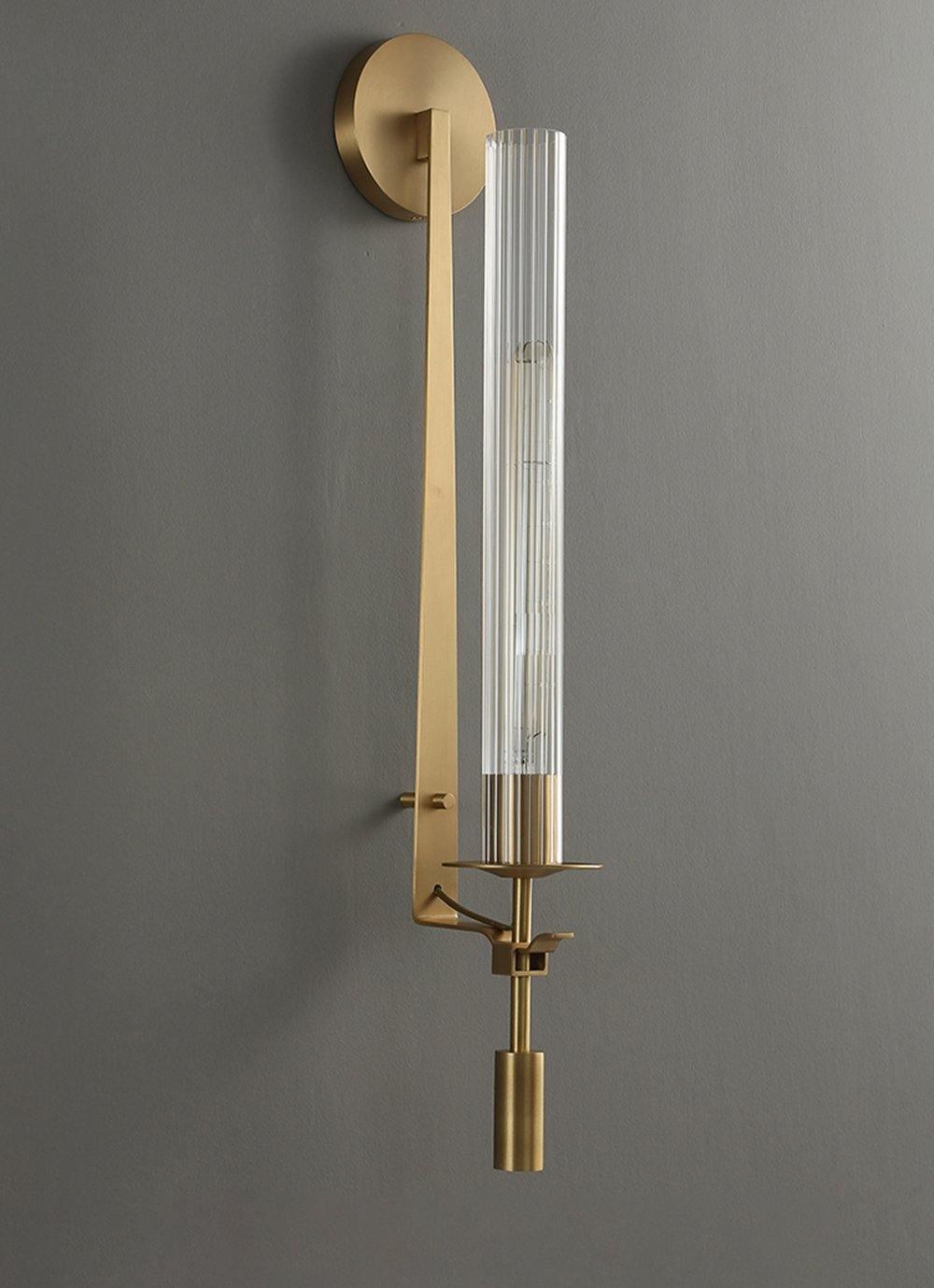 Ceshaisra French Classicism Plug-in Brass Glass Wall Lamp