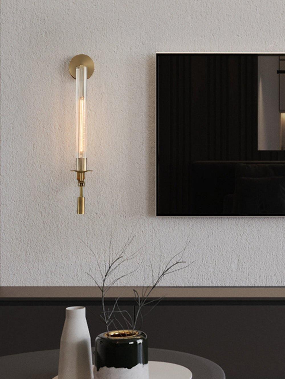 Ceshaisra French Classicism Plug-in Brass Glass Wall Lamp
