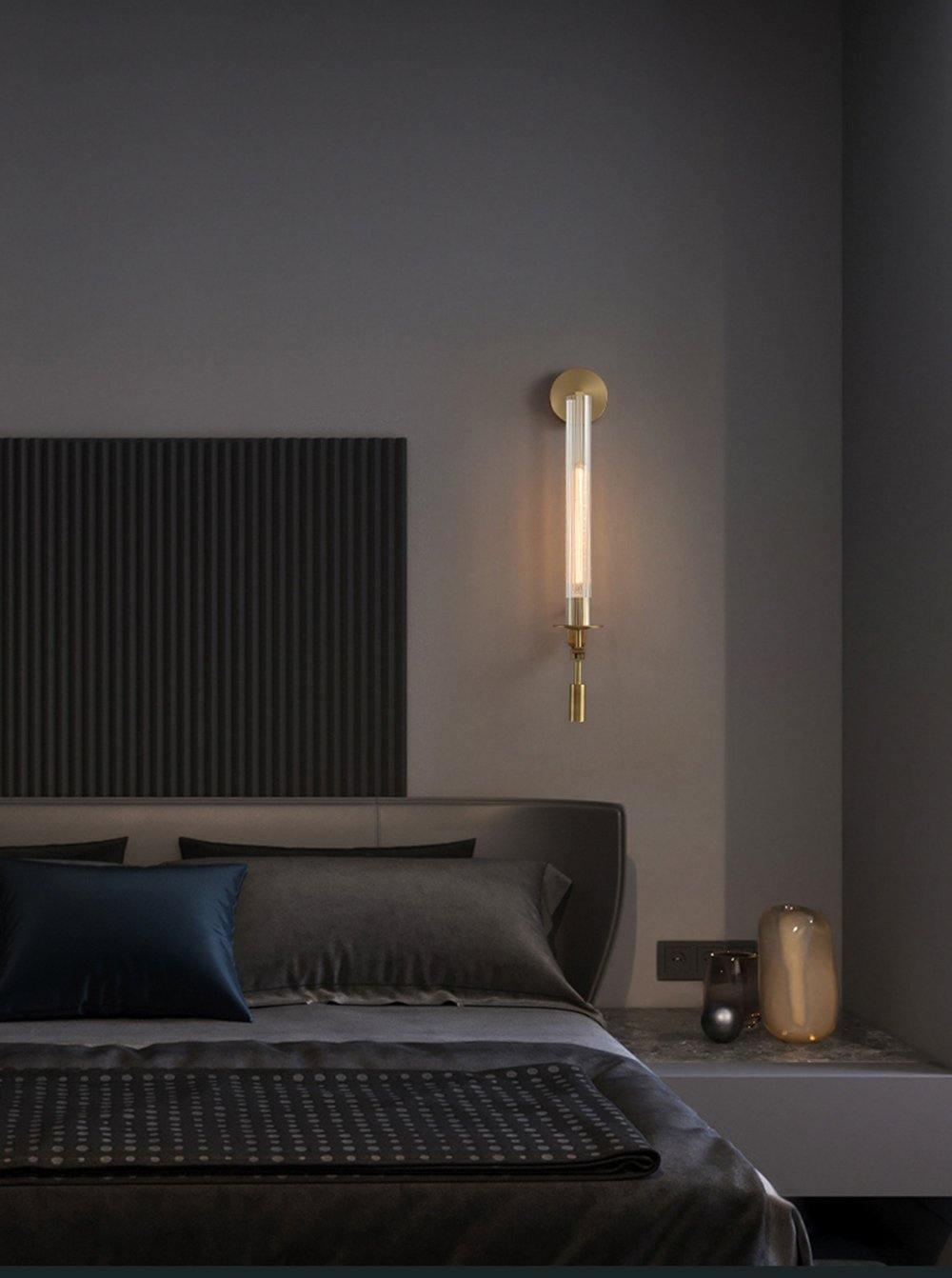 Ceshaisra French Classicism Plug-in Brass Glass Wall Lamp