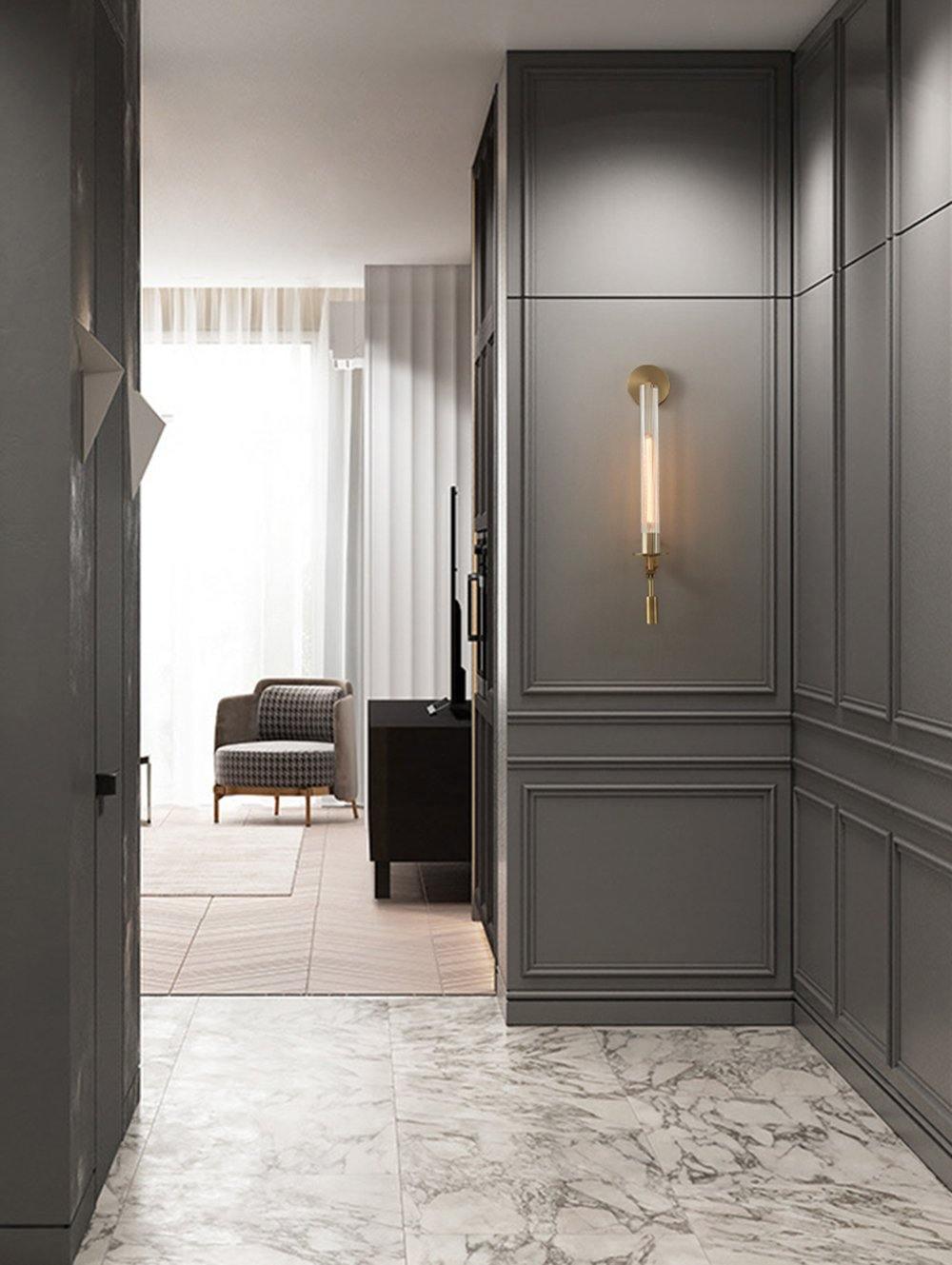 Ceshaisra French Classicism Plug-in Brass Glass Wall Lamp