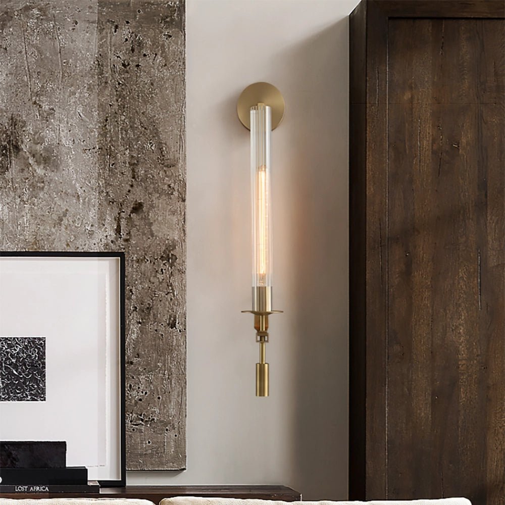 Ceshaisra French Classicism Plug-in Brass Glass Wall Lamp