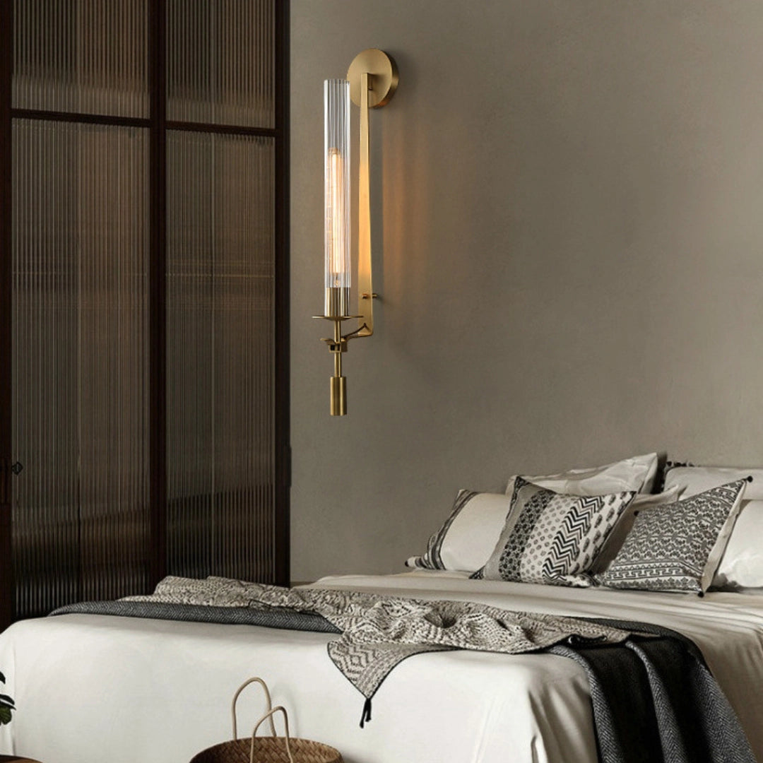 Ceshaisra French Classicism Plug-in Brass Glass Wall Lamp