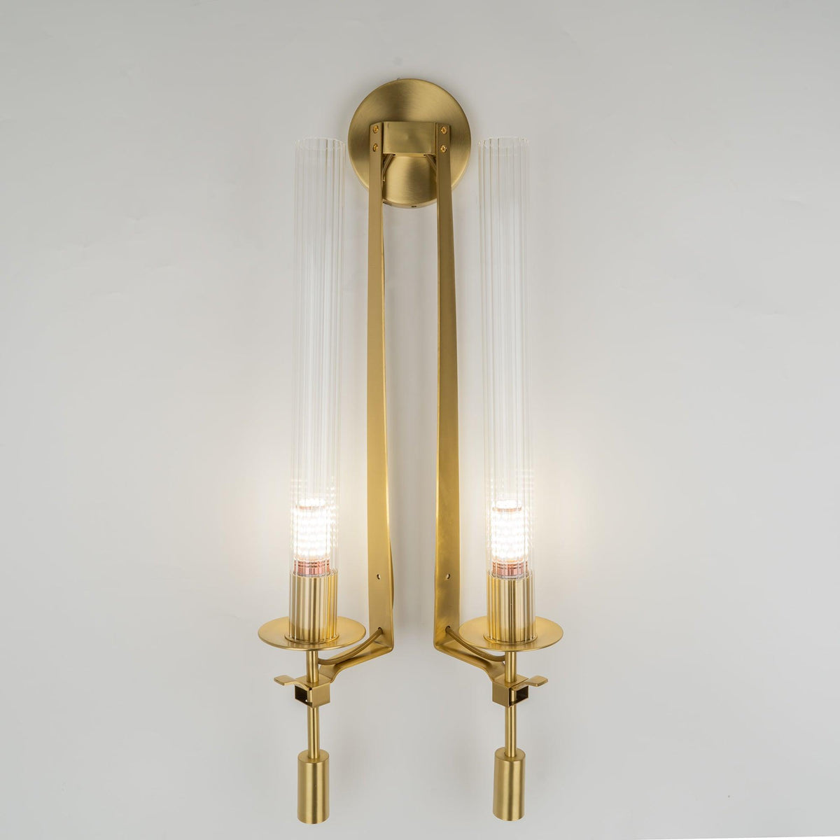 Ceshaisra French Classicism Plug-in Brass Glass Wall Lamp