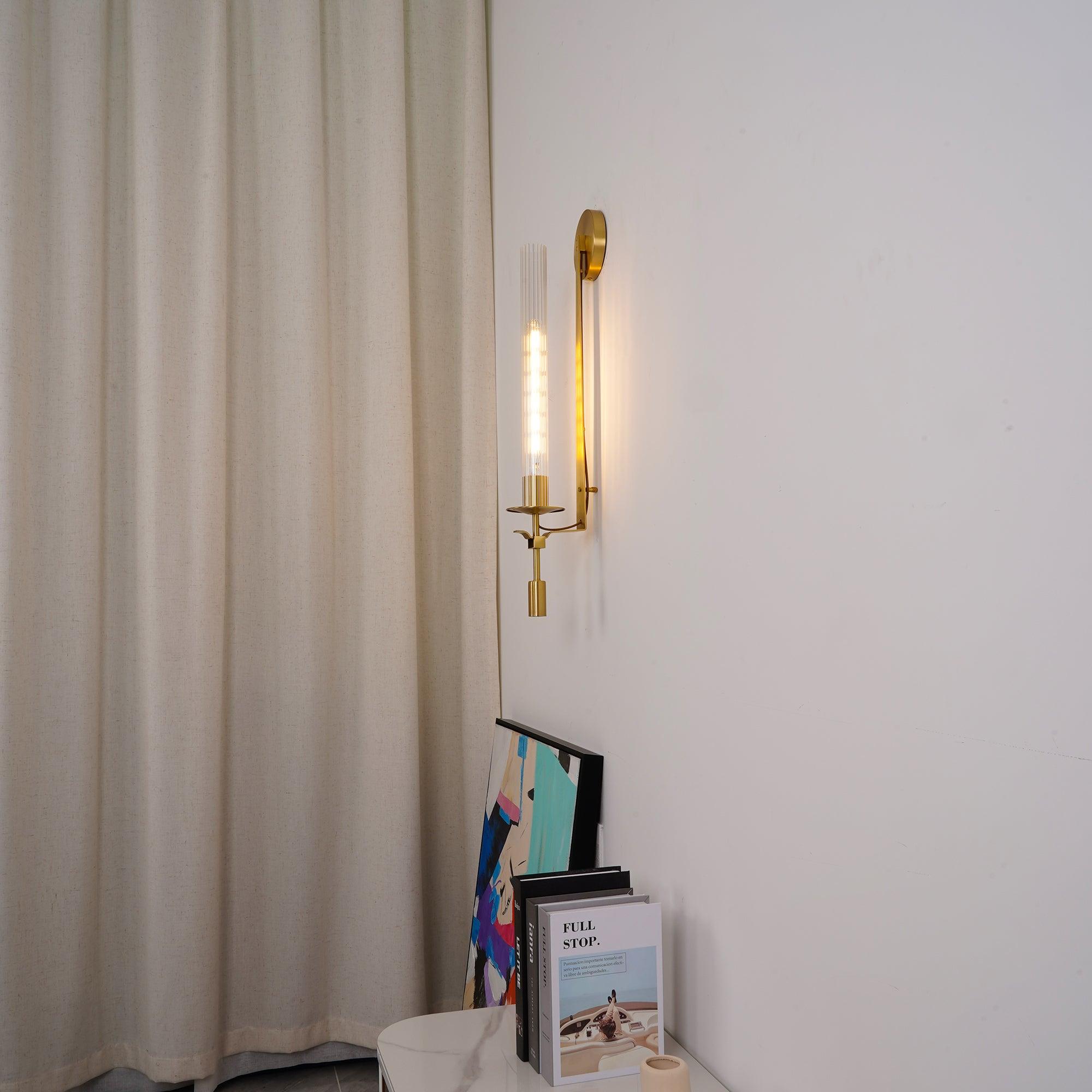 Ceshaisra French Classicism Plug-in Brass Glass Wall Lamp