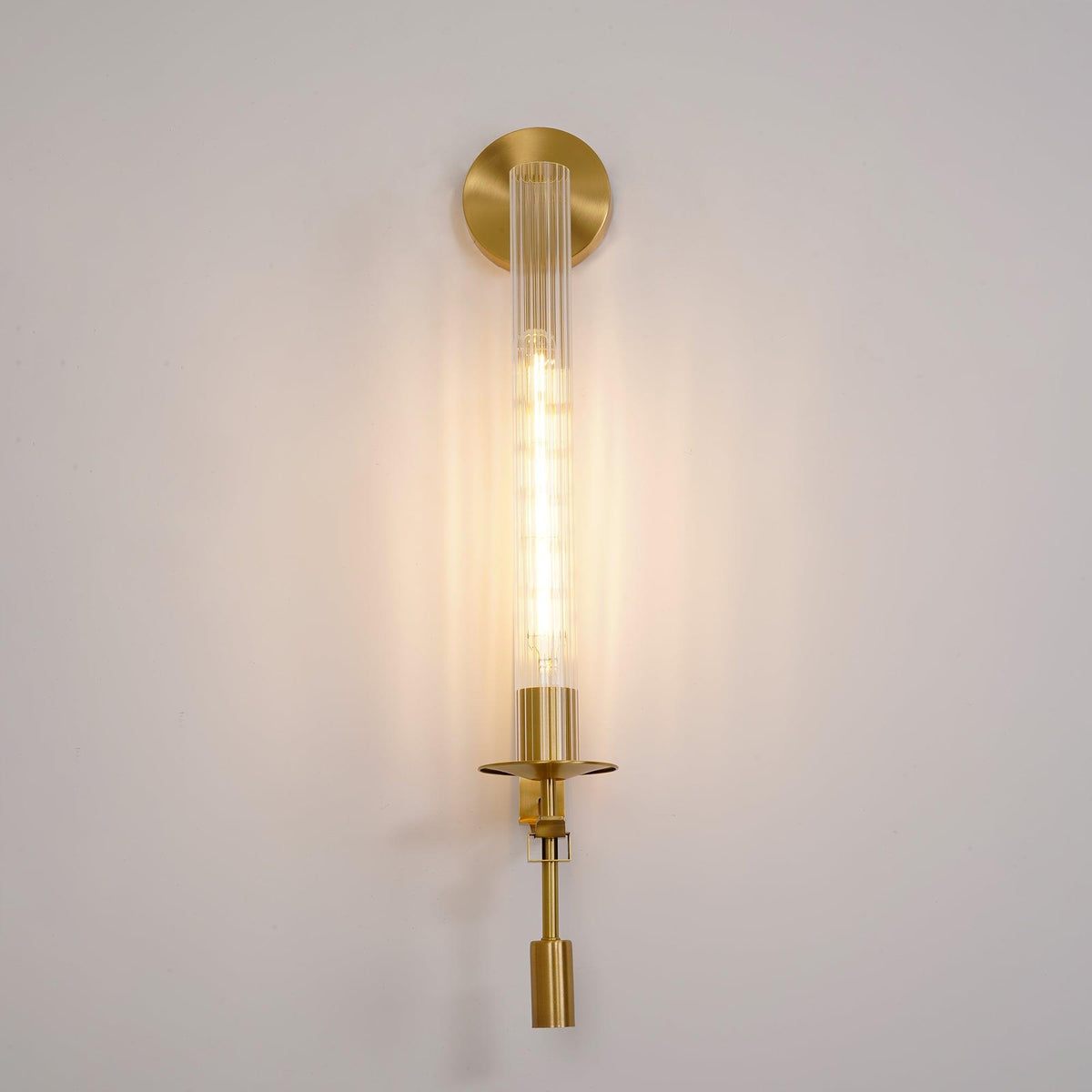 Veloora Wall Lamp Brass Minimalist Ribbed Glass