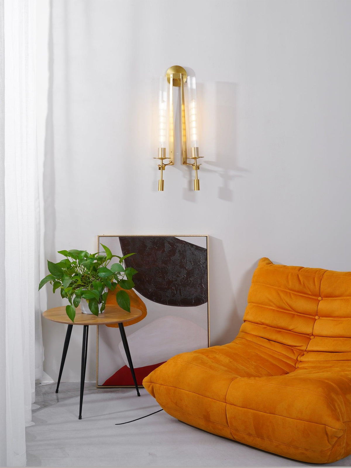 Ceshaisra French Classicism Plug-in Brass Glass Wall Lamp