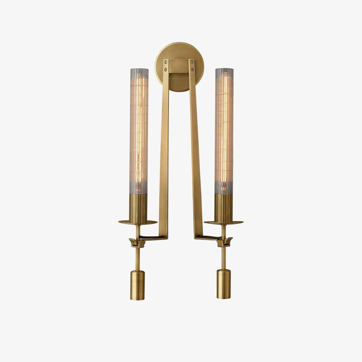 Veloora Wall Lamp Brass Minimalist Ribbed Glass