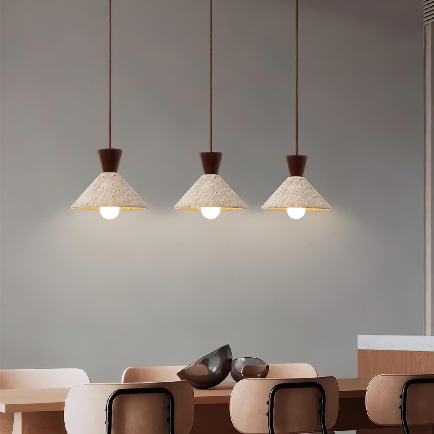 Ritta Travertine Pendant Lamp Hat Shape - Neutral Decor