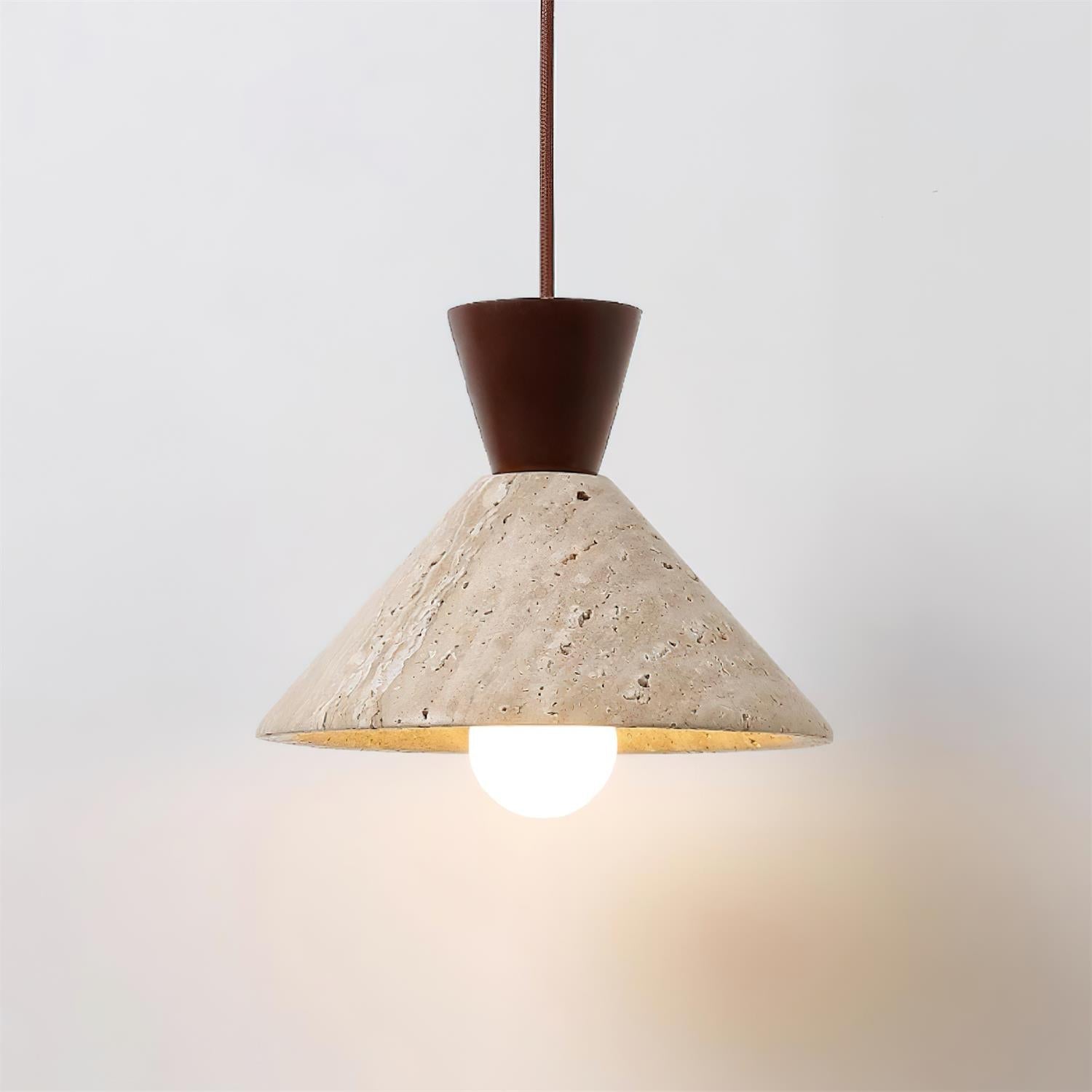 Ritta Travertine Pendant Lamp Hat Shape - Neutral Decor
