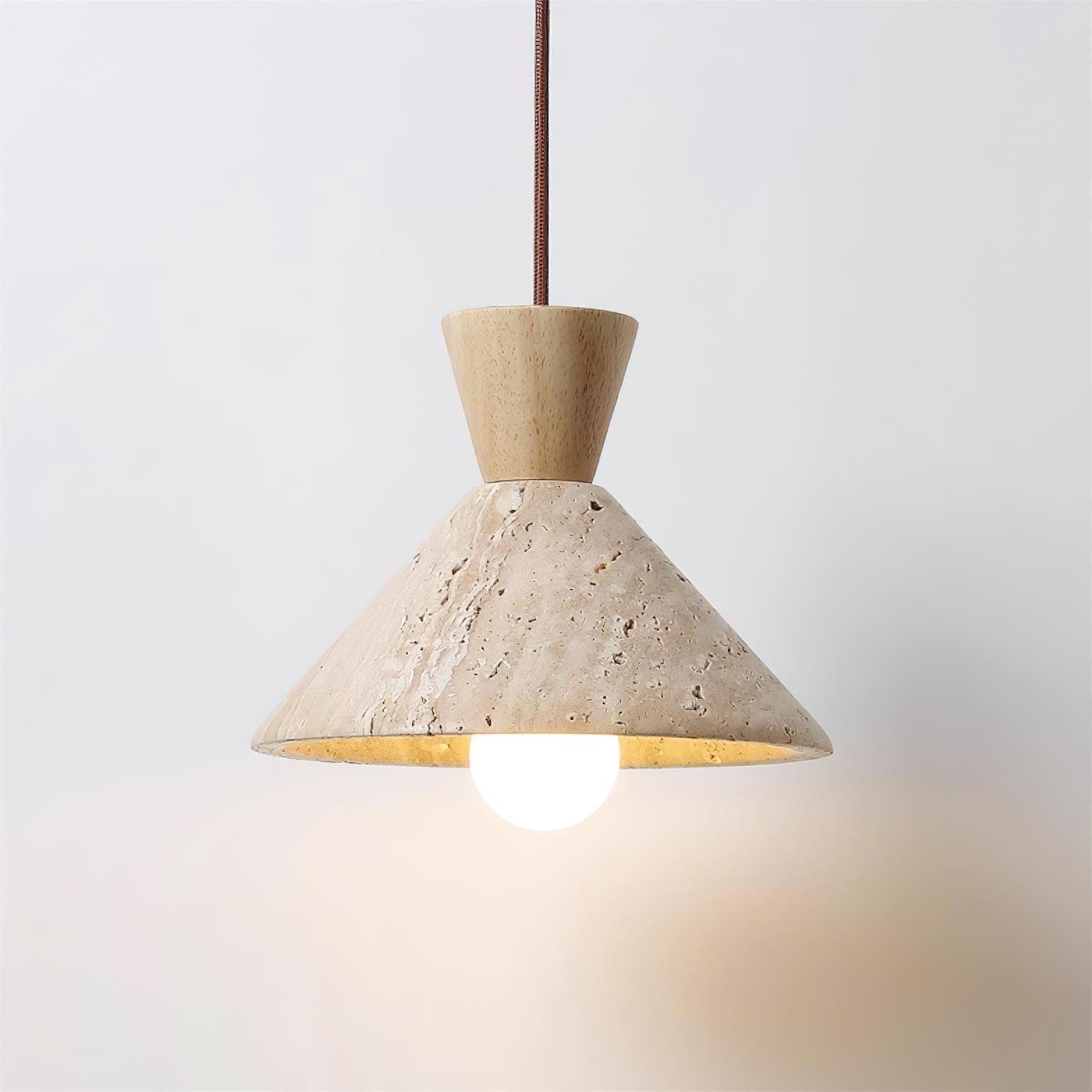 Ritta Travertine Pendant Lamp Hat Shape - Neutral Decor